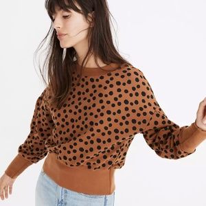 Madewell Pleat-Sleeve Sweatshirt in Leopard Dot